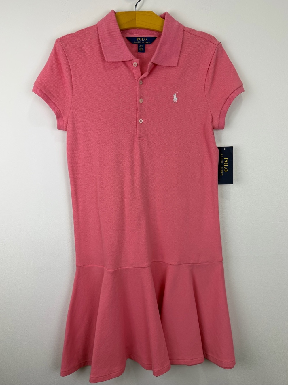 Polo Ralph Lauren Girls Pink Polo Drop Waist Dress NWT Size L 12-14